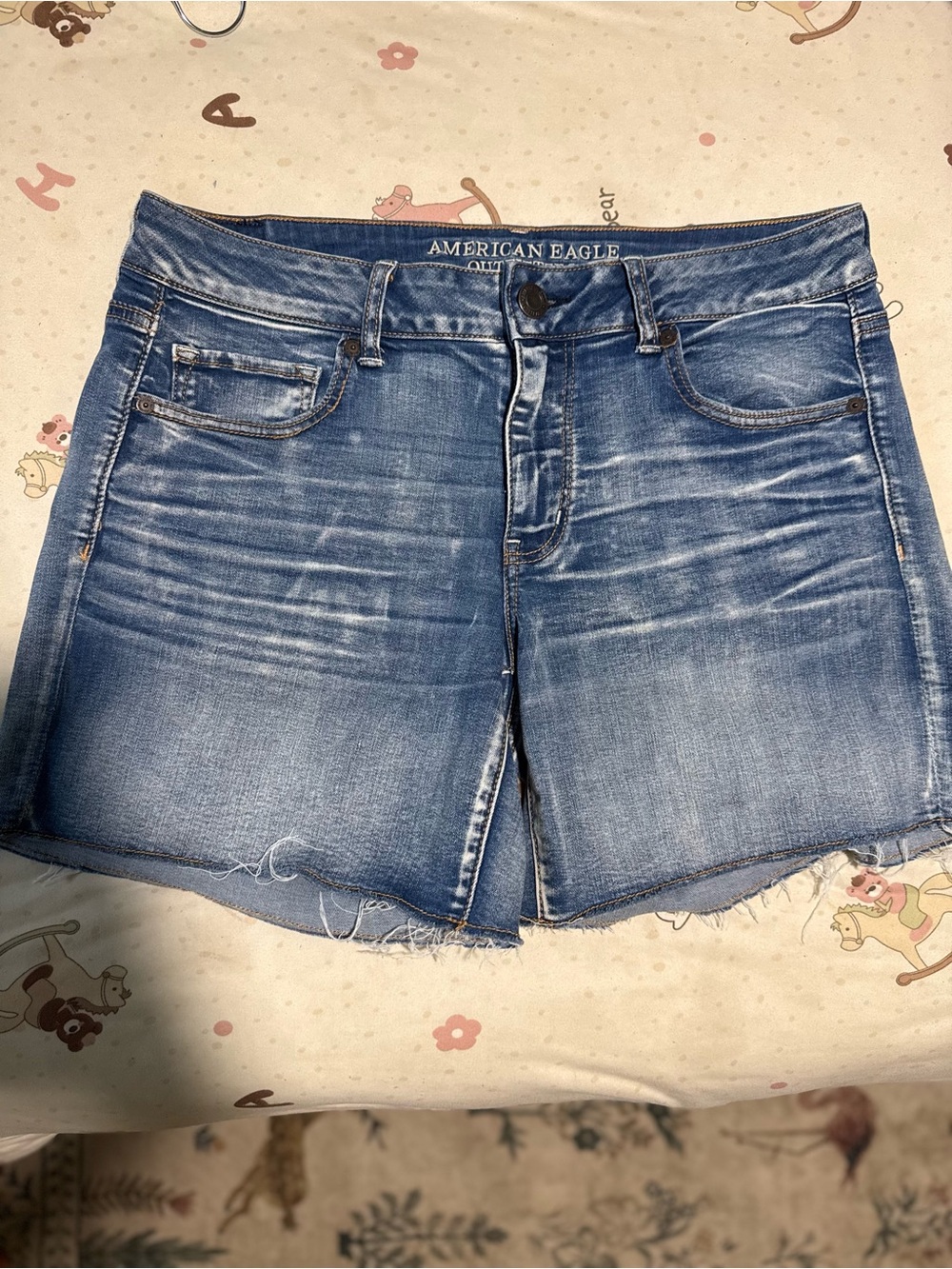 American Eagle Outfitters Light Blue Distressed Denim Cutoff Shorts size 14